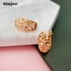 SIMJOO Zircon Earrings Fashion Temperament Carved Zircon Earrings for Women