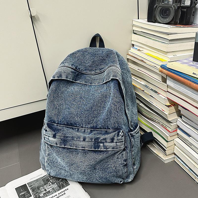 

Ретро джинсовый рюкзак женский новая мода универсальный большой вместимости дорожный рюкзак повседневный школьный рюкзак синий