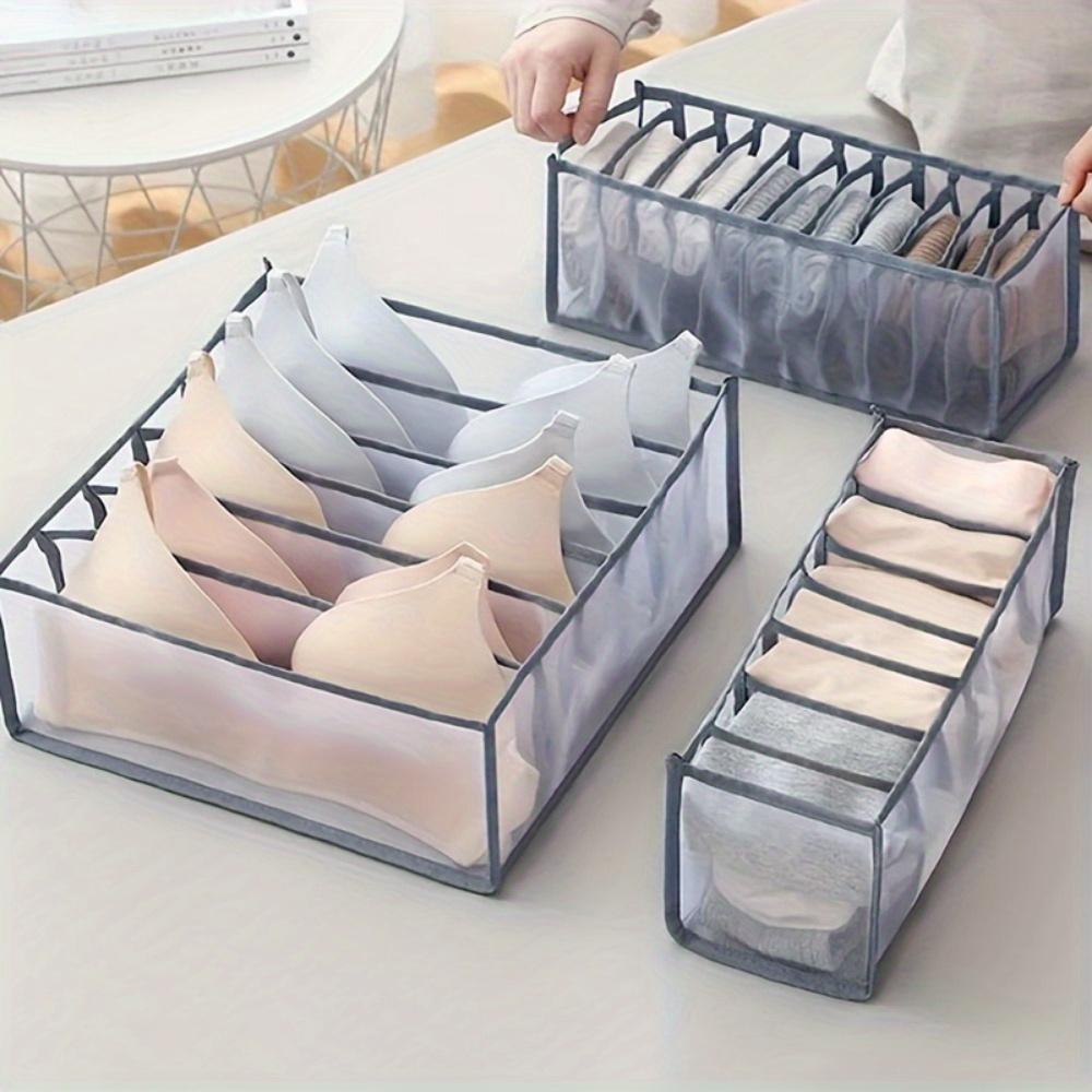 

Набор органайзеров для ящиков из 3 предметов. Сетчатые, моющиеся разделители для носков, бюстгальтеров и нижнего белья.
