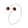 Bracelet Jonc - Pearls & Colors - 2 Perles de Culture Chocolat 9-10 mm - Argent 925 - Taille 14-20 cm