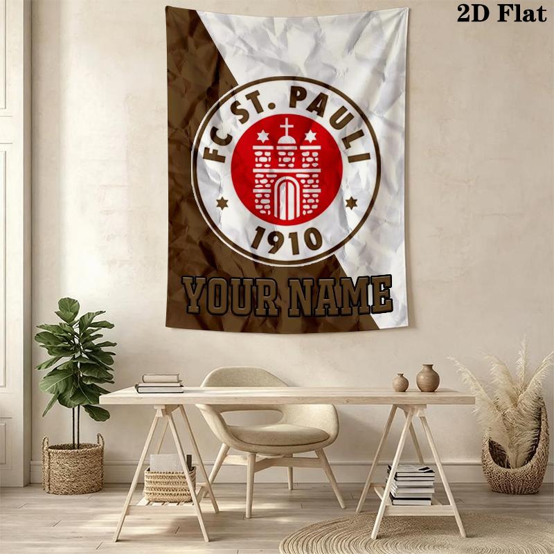 Custom Name St.Pauli Wall Tapestry Aesthetic Wall Hanging Printed Fabric Blanket Decorative Tapestries for Bedroom Living Room Home Decor