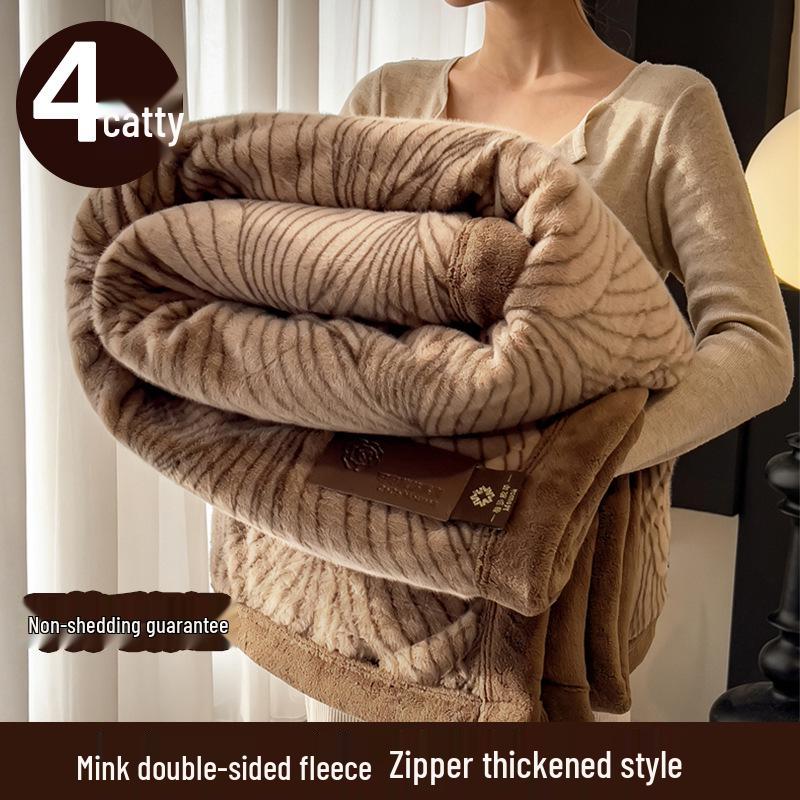 2025 Double-Sided Thick Mink Velvet Fleece Blanket - Winter Bed & Sofa Cover