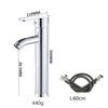 Bathroom Basin Faucet With 60CM Hoses Hot Cold Mixer Tap Deck Mounted Single Handle Stainless Steel Bathroom Sink Faucet
