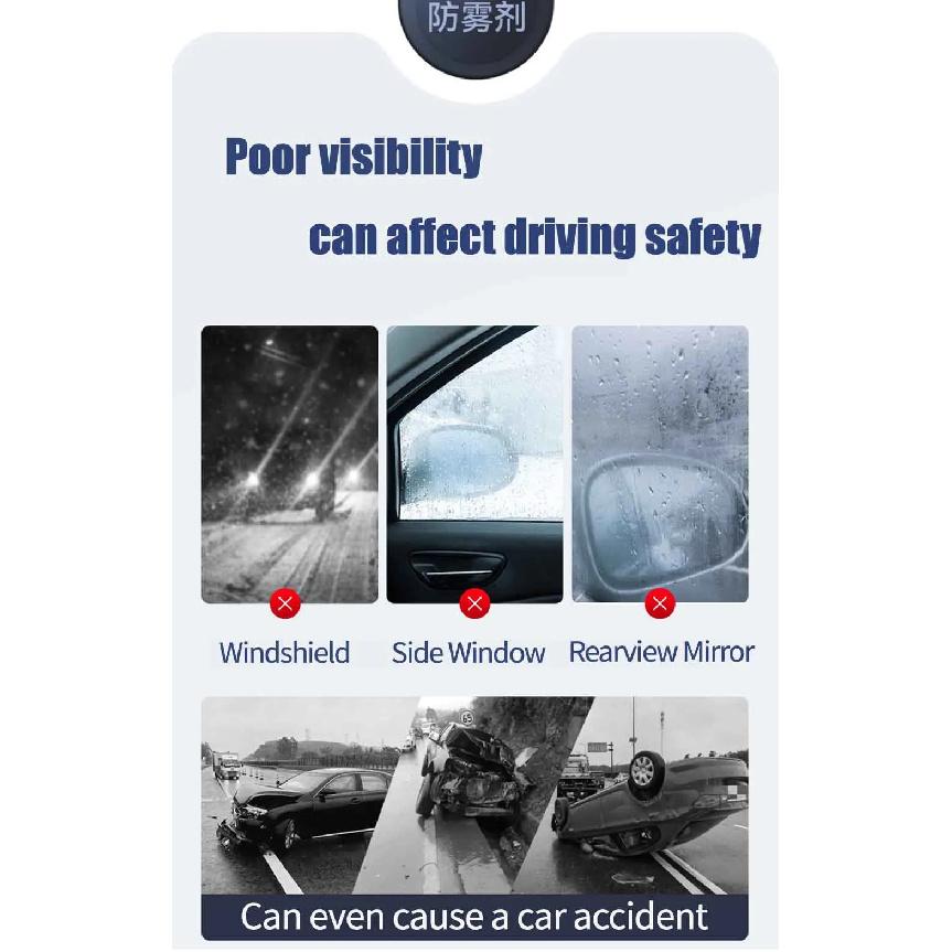 Glass Anti Fog Coating Spray Winter Car Interior Windshield Long Lasting Prevent Fogging Clear Vision Fog Repellent Mirror Clean