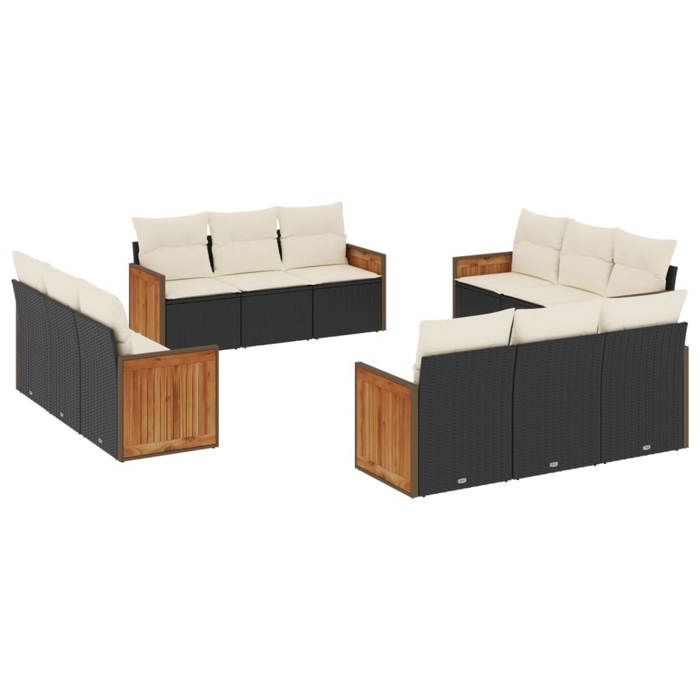 VidaXL Ensemble à Manger de Jardin avec Coussins 17 pcs, Table et Chaises à Dossier Rabattable, Meubles d'Extérieur Patio 3211603