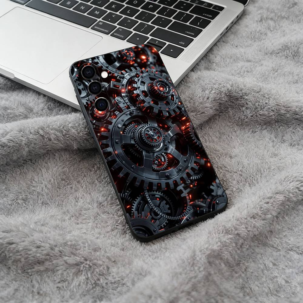 

Mechanical Gear Soft Silicone phone Case for Samsung Galaxy A73/A71/A72/A70/A53/A52/A51 - Black Samsung a12