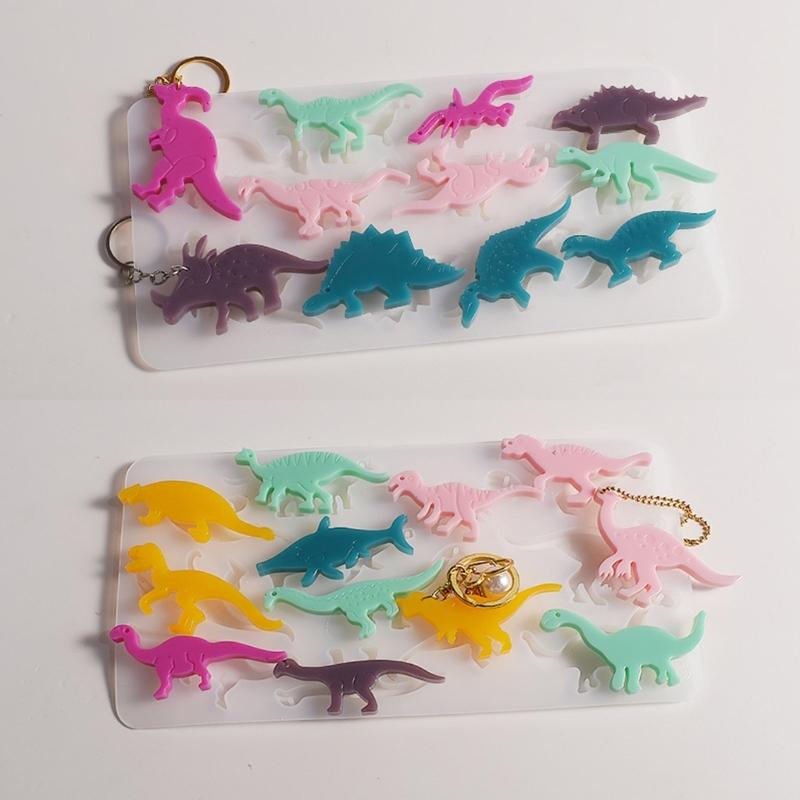 Mini Dinosaur Silicone Mold for DIY Keychain Jewelry Making Super Glossy Epoxy Mould Handmade Resin Keychain Mold