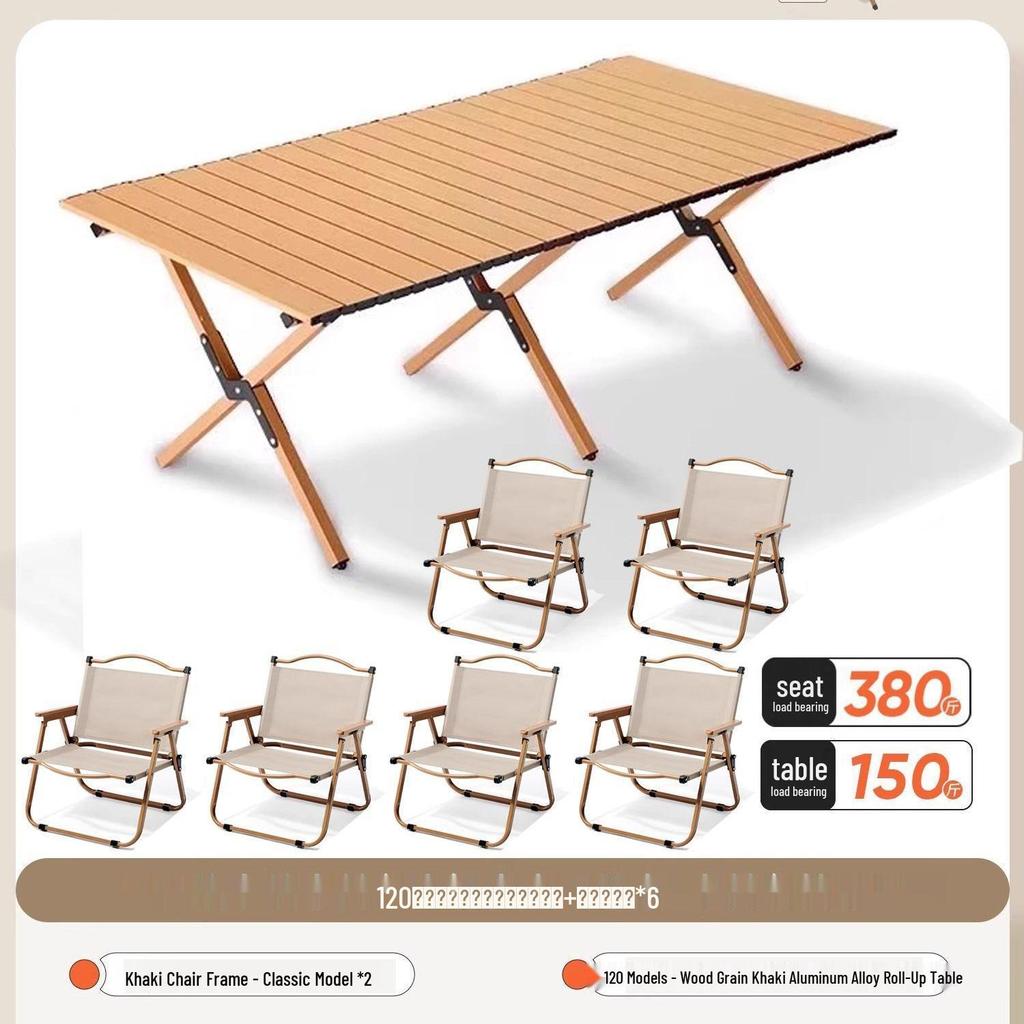 A1R Portable Roll-up Folding Picnic Table & Chair Set for Outdoor Camping.