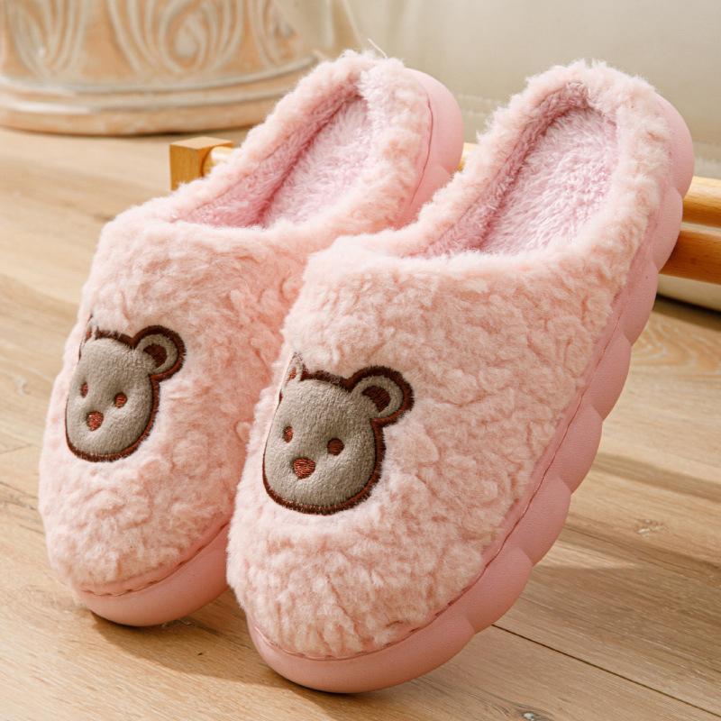 Cotton slippers female couple thickened autumn and winter indoor home home home non-slip warm confinement wool cotton shoes men
