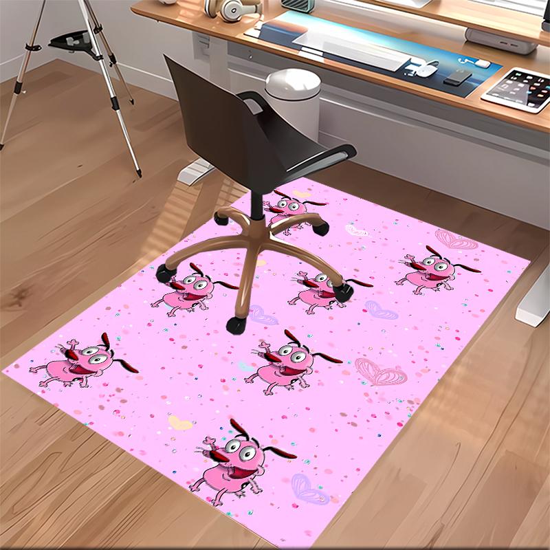 1pc Courage the Cowardly Dog Print Area Rug - Soft, Washable Non-Slip Indoor Mat for Office Chairs, Living Room, Home Office Decorative Rug