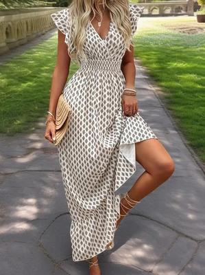 2025 European & American Women's Bohemian V-neck Summer Dress - Slimming, Flattering, Elegant, and Chic