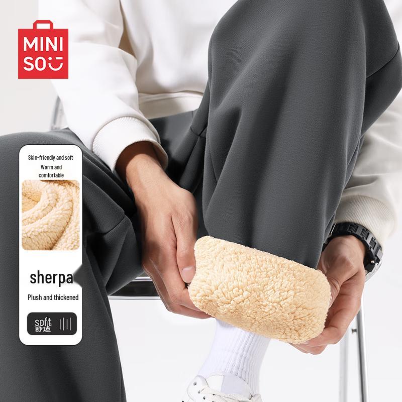 

MINISO Men s Winter Fleece-Lined Jogger Pants 3XL