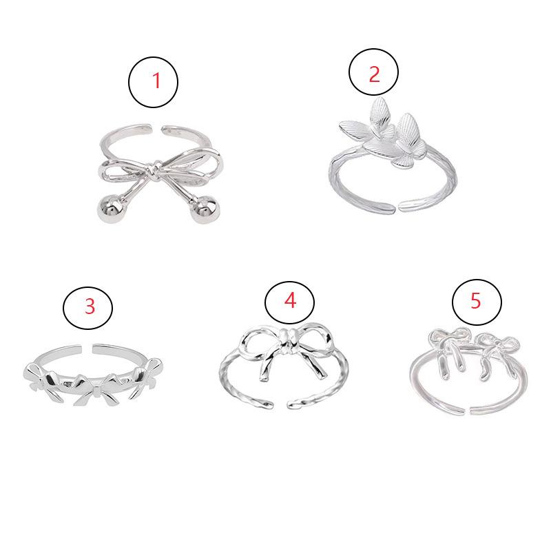 Bowknot Ring for Women Hollow Out Extremely Fine Korean Sweet Romantic Jewelry Gift Dropshipping