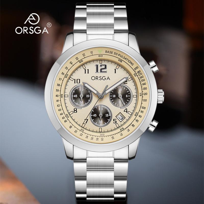 Fashion Multifunctional Chronograph Men's Watches Luxury Quartz Stainless Steel Waterproof Wristwatch Reloj De Hombre