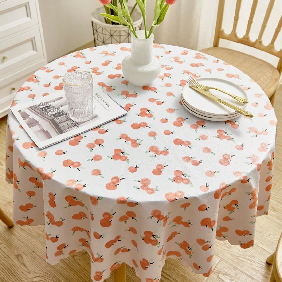

1pc Fresh And Elegant Round PVC Tablecloth, Waterproof And Oil-Proof, Ins Wind Style 120cm Round