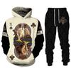 Autumn Winter Men King Lion Hoodie Set Fashion Clothing Male Hooded Coat Vintage Pullover Tracksuit Casual Stylish Streetwear