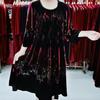 100% Silk Dress for Women Loose Jacquard A-Line Flocked Dress Vintage Soft Skin-Friendly Printed Velvet Dress Spring and Summer