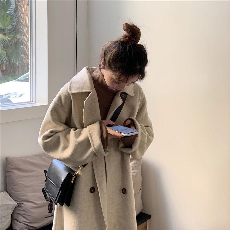 2023 Women's Korean Wool Coat: Mid-Length, Loose, Versatile, Trendy for Autumn and Winter.