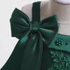 Beaded One-Shoulder Satin Mesh Flower Girl Dress