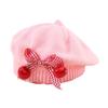 Charming Woolen Beret with Bow & Cherry for Kids - Autumn & Winter Solid Color Hat
