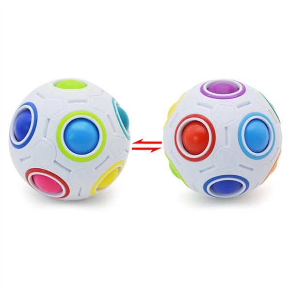 Stress Release Brain Teasers Educational Toy for Kids /& Adults 3D Puzzle Football Design Magic Rainbow Ball Jsdoin Intelligence Magic Cube Ball White