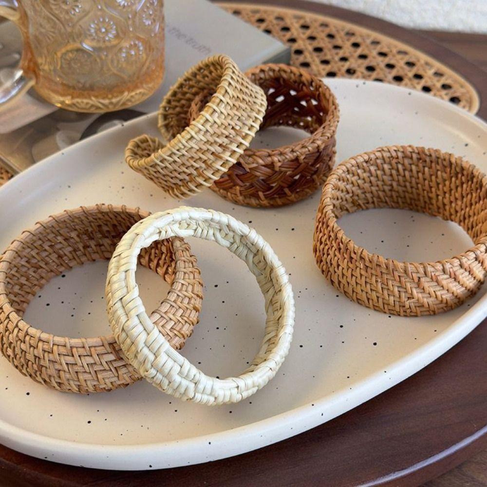 Hand Ring Ethnic Style Bangle Handmade Bohemian Braided Bracelet Rattan Woven Bracelet  Vacation