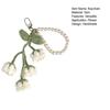 Crochet Flower Keychain Handmade Flower Fruit Bag Charm Cute Keychain Pendant with Faux Pearl Chain Accessory for Girls Women Keys Backpack
