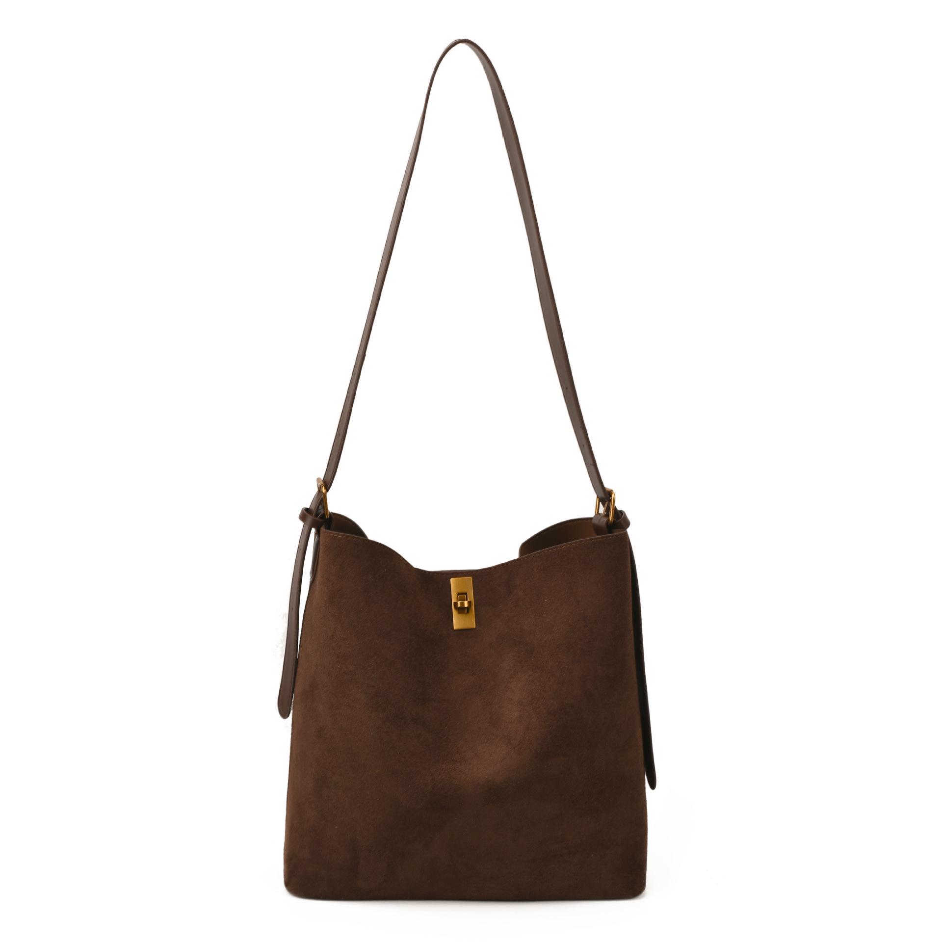 

Жіноча сумка-відро великої місткості 2025 - Повсякденна плечова сумка-тоут для комфортних поїздок на роботу 37x13.5x30cm кавовий