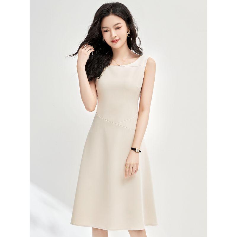 

Classy Design Gentle Apricot Elegant A- line Skirt 2025 Summer Patchwork Elegant Classic Style Vest Dress Light apricot S