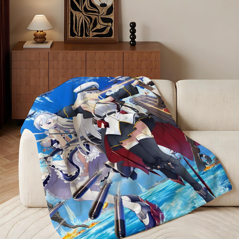 Game A-Azur L-Lane Throw Flannel Throw Blanket, Lightweight Cozy, Durable Washable cute Cool