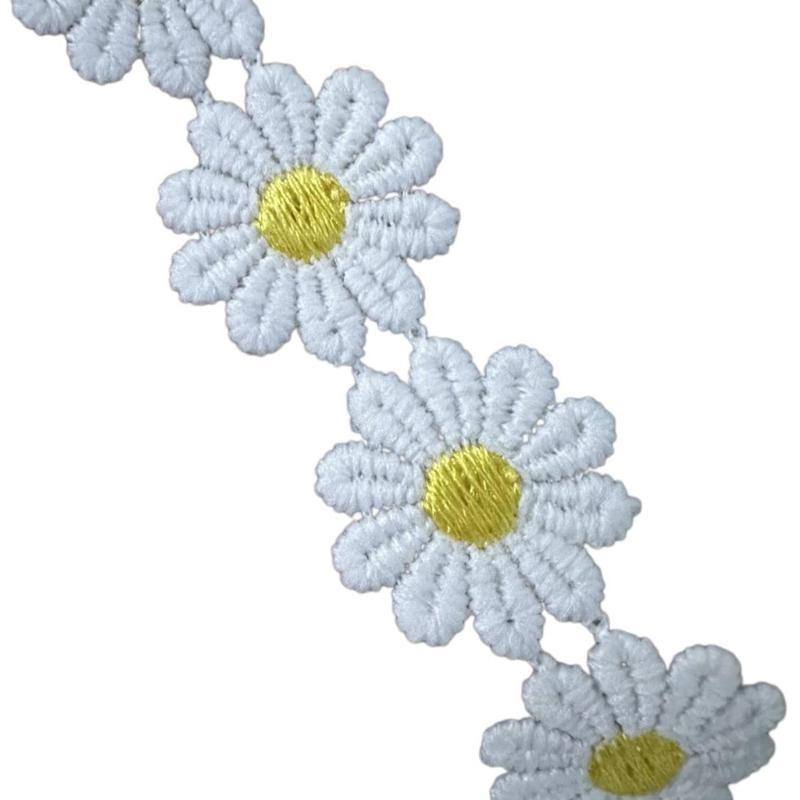 652F Flower Lace Ribbon 1 Yard 25mm Wide Embroidered Lace Trim Sewing Ribbon for Wedding Dress Clothing Embellishment