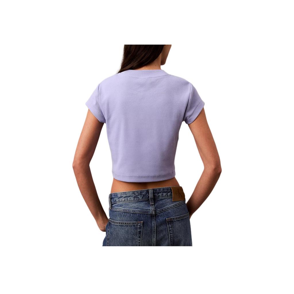 Calvin Klein Soft Breathable Fitted Round Neck Short Sleeve T-Shirt Women Tops Lavender 47AB802-540