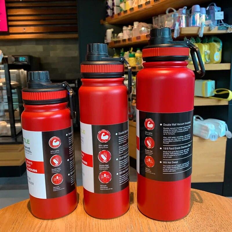 Tazza Termica da Esterno in Acciaio Inossidabile da 600/800/1000ML, Pentola Spaziale di Grande Capacità, Tazza da Acqua Portatile per Sport, Viaggio, Auto, Bollitore