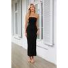 Women's Spring Summer Long Dress Sexy Party Side Slit Strapless Tight Pit Stripe Cocktail & Evening Dresses