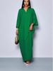 European Cross-Border Extra Large V-Neck Dress - Solid Color, Modern Style, Light Luxury