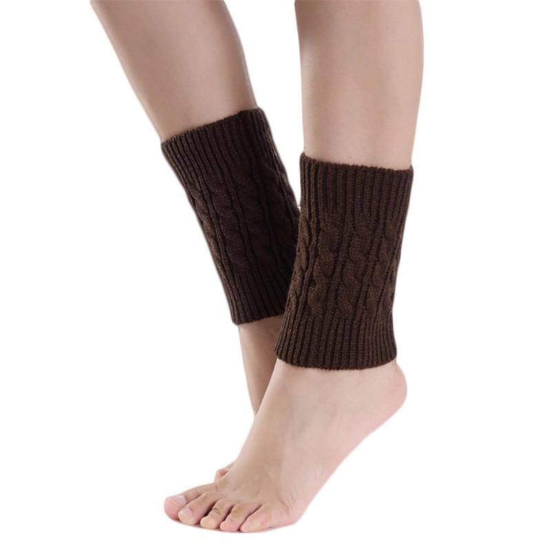 Women Winter Cable Knitted Leg Warmers Socks Solid Color Twist Braided Crochet Pattern Short Boot Cuffs Cover Toppers