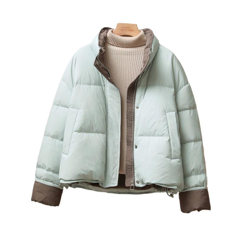 Korejský styl Colorblock Stojáček Malá prošívaná bunda - Kolekce Zima 2025