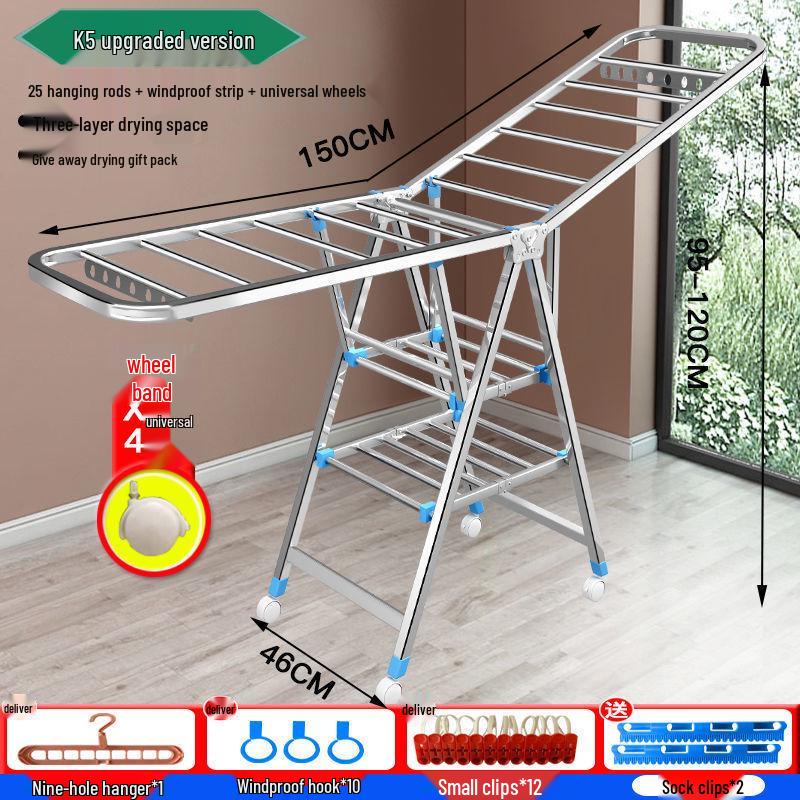 Foldable Stainless Steel Clothes Rack for Indoor/Outdoor Use