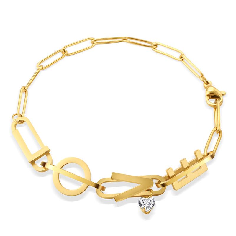 Love Letter Titanium Steel Bracelet Does Not Fade Metal Diamond High Sense Stainless Steel Jewelry Women