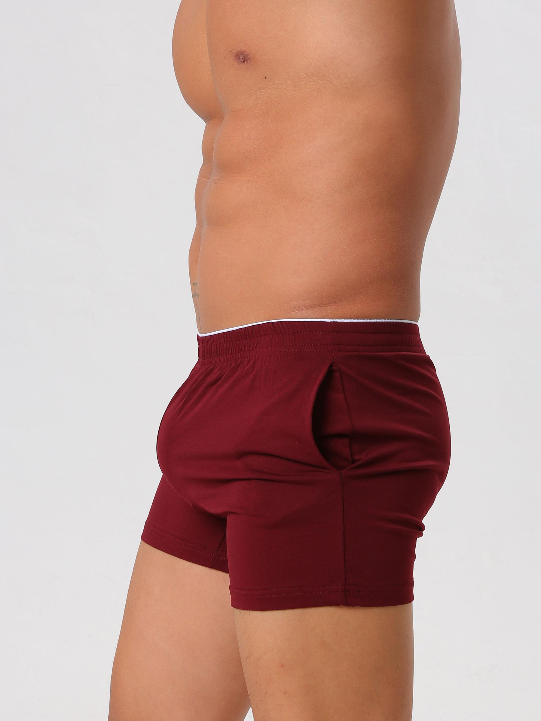 UXH Fashion Heren Huis Shorts Broek Slaapkleding Katoen Mode voor man XXL wijnrode kleur