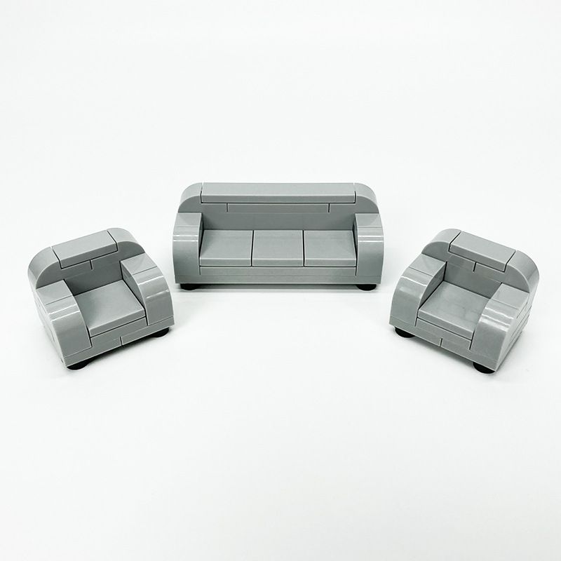 MOC Small Modern Home Particle Sofa TV Cabinet Interior Decoration Furniture DIY Building Blocks