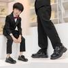 Boys' Black Leather Stage Performance Shoes - Gentleman Style for Spring & Autumn 2026