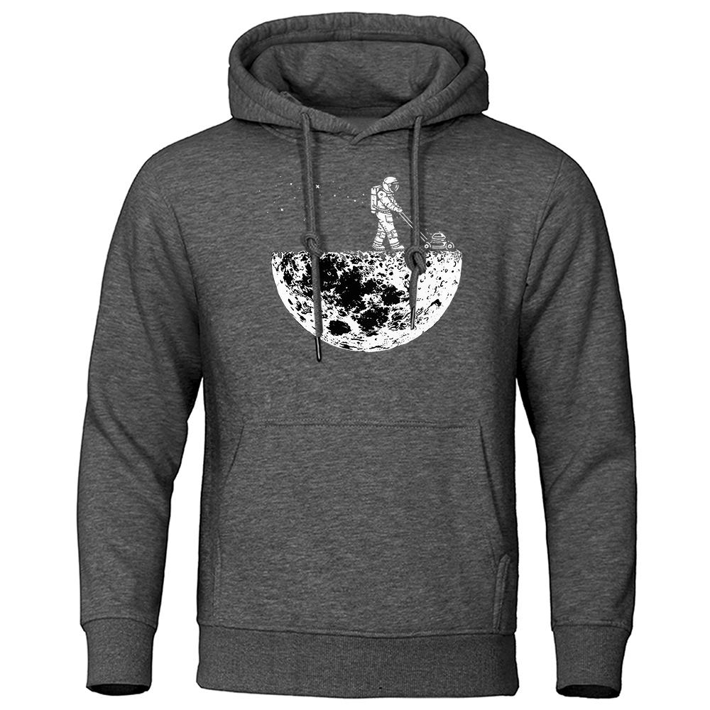 Astronauten Jäten Auf Dem Mond Kreativitätsdesign Einfacher Mann Sweatshirt Fleece Kapuzenpullover Herbst Hoodies Harajuku Unisex Kleidung