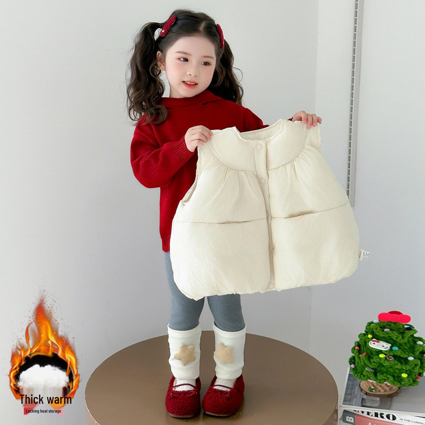 Девочковый зимний комплект из 3 предметов: Уютный свитер, жилет и брюки 2025 140cm