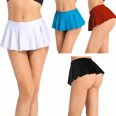 Women's Schoolgirl Sexy Pleated Mini Skirt Cosplay Ruffle Lingerie Dress