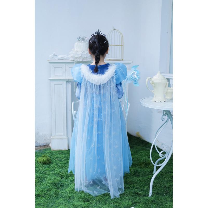 Elsa Sequin Princess Dress - Autumn/Winter Formal Style for Girls One Size