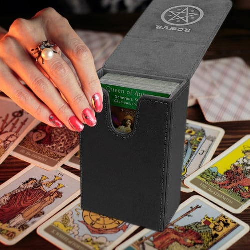 Luganud Card Deck Case, Non-Slip Leather Tarot Card Case | Strong Protective Card Storage Box for Trading Cards