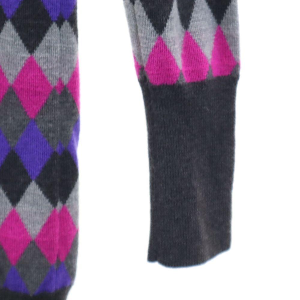 Fred Perry Wool Long Sleeve V Neck Sweater USA6 Gray Knit Dress Women Used