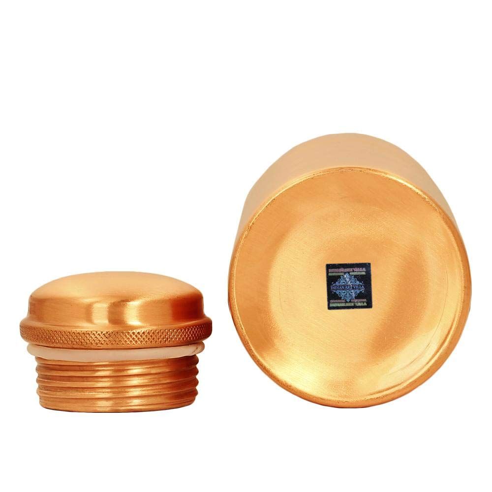 Pure Copper Drinkware Gift Set of Plain Matt Finish Design 1 Bottle & 2 Glass with Gift Box, Gift Item for Diwali, Bottle-1 Litre & Glass-300 Ml