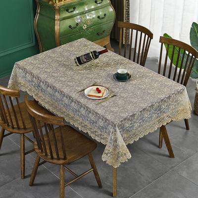 Table Cloth Beige Table Cover Embroidered Tablecloth Romantic Lace Europe Hollow Transparent Rose Flower Glass Yarn Coffee Cover